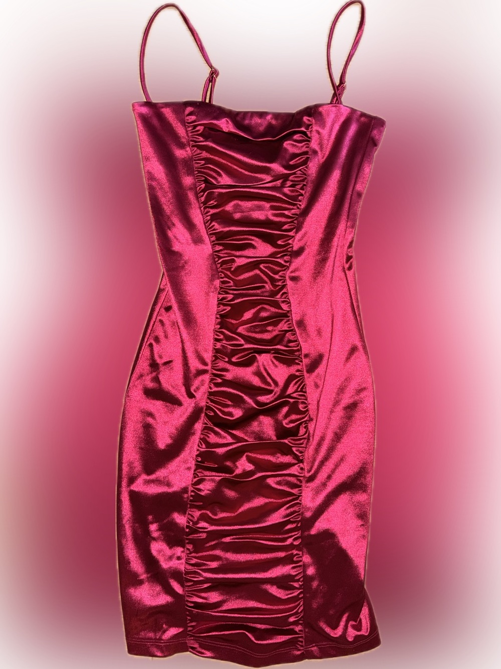 Nookie Satin Ruched Pink Slip Dress